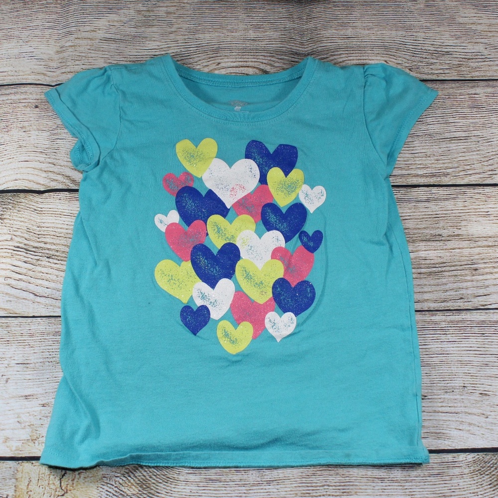 Est 1989 Girl's Blue Shirt with Hearts